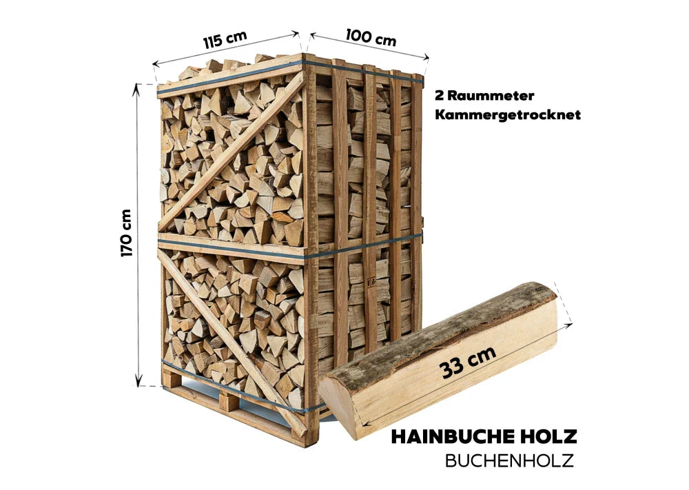 Brennholz Hainbuche 2RM Box 33 cm